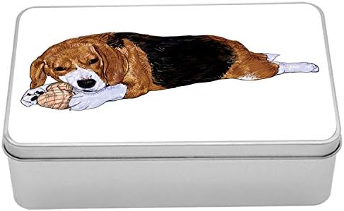 Metalna kutija AMBESONNE BEAGLE, modernog stila crtanog psa s vremenom za reprodukciju na skitcu za životinje