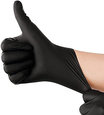 YOTU Black za jednokratnu upotrebu Nitril lateks & amp; prah besplatno 6-Mil rukavice 100 posjeta, teksturiran,