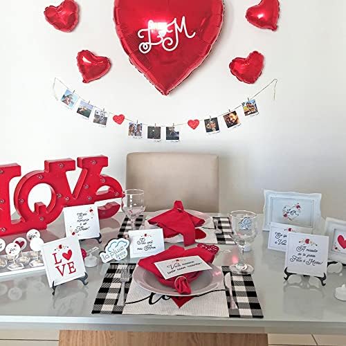 Arkeny Valentines Dan crvenog srčanog placemat set 4 unutarnji dekor za trpezarijski stol Ljubav Buffalo