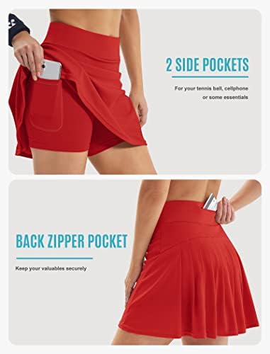 Iuga tenis suknje za žene visokog struka sa 3 džepa i ugrađenih kratkih hlača neprozirne naglice za golf