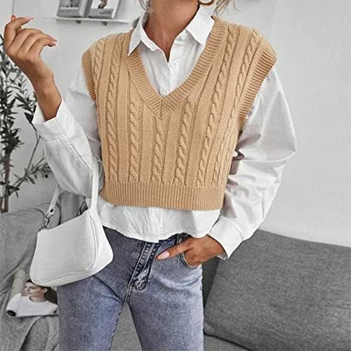 NOKMOPO božićni džemperi za žene Ležerne prilike V-izrez pulover sudara u boji bez rukava bez rukava prsluk