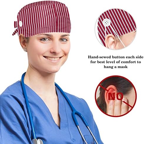 Yoyoamoy Podesiva radna kapa sa gumnim pamučnim duksevima svijetlo plava cvjetna korurška hirurga za žene