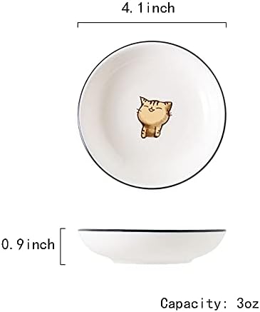 Fuyu 6pcs Slatka mačka višenamjenska keramička umak za seniju za senziranje posuđa Sushi poticanje posude