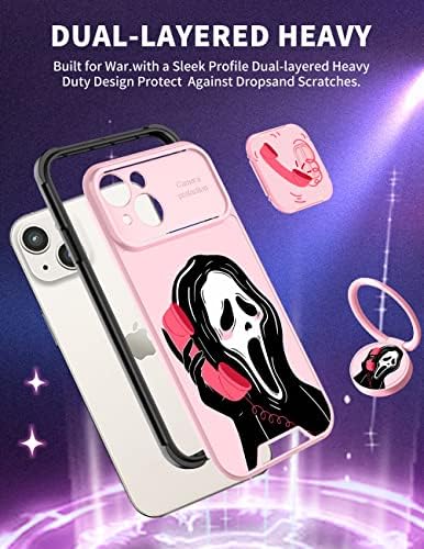 Giorux (2in1 za iPhone 14 Case Skelet za žene Djevojke Slatka Girly Pink Poklopac telefona Cool Funny Gothic