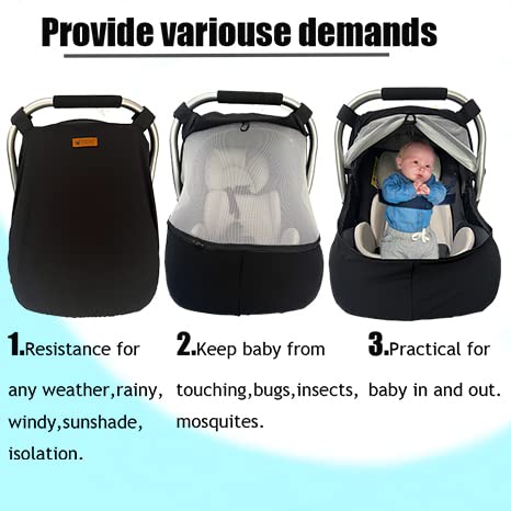 Autosjedišta za bebe za bebe - All-in-1 Car-naslovnice navlake sa privatnošću Sunčana sjedala i bug Neto otporan na vjetar i vodootporni štiti novorođenčad od UV zraka, kiše, prašine, prašine, prašine, prašine