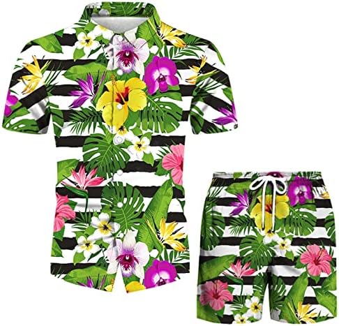 2 komada trenerke za muškarce plus veličina cvjetna havajska majica i kratki setovi Tropical Hawaii Workout