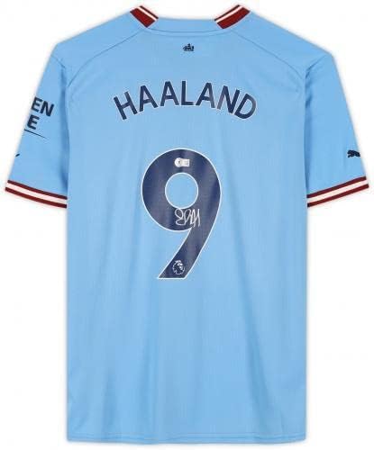 Uokvireni Erling Haaland Manchester City Autografirao 2022-23 Početna Blue Jersey - autogramirani nogometni