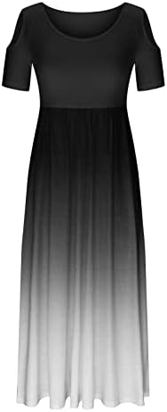Maxi haljina za žene odmor na plaži Casual ljetni kratki rukav duga haljina gradijent Print seksi hladna