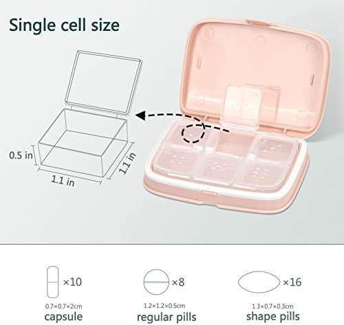 Fyy Pill Organizer, 6 pretinaca dnevna kutija za pilule prijenosni Organizator putnih lijekova za torbicu