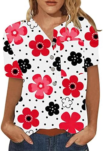 Ženski kratki rukav Dressy Fashion Summer Grafički grafički cvjetno tiskano Trendi bluza Tunika paketa za