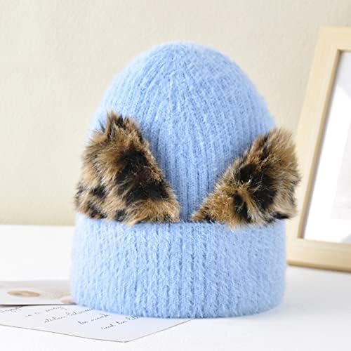 Zimska pletena šešir za ženske manferencirane elastične medvjede u ušima za vreća za pametne hat žene djevojke