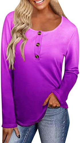 Košulje s dugim rukavima za žene gradijentna boja casual gumb prema dolje usjev bazični pograni labavi FIT