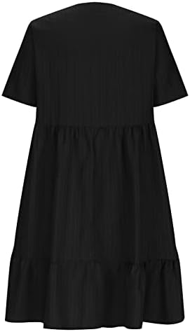 MRŠIINRI ljetne haljine za žene 2023 Casual V izrez Babydoll sarafan Dressy kratki rukav u više nivoa lepršava