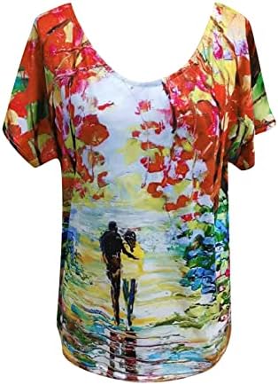 Kratki rukav meka udobna odjeća trendy pamuk V izrez grafička košulja za žene jesen ljetna bluza fo fo
