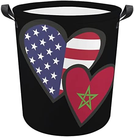 Isprepletena srca Američka Marokanska Zastava korpa za pranje veša torba za pranje kanta za skladištenje