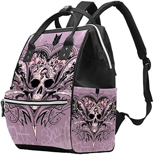 KEAKIA lobanja na prašnjavom ljubičastom ruksaku za Laptop za žene i muškarce, torba za pelene ruksak multifunkcionalna