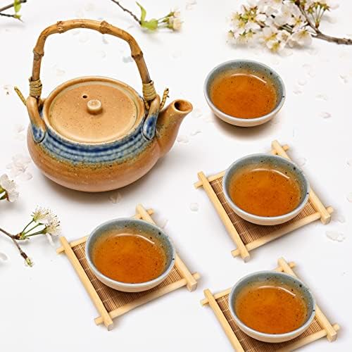 ORYOUGO set od 12 bambusovih čašica za čaj, kung fu cup čaj za čaj Boho kvadratni pića Coaster 2 veličine