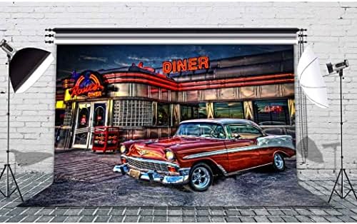 VIDMOT 50 Rock Roll Diner pozadina 1950-ih starinski automobil Retro Nostalgia fotografija pozadina 10x8ft