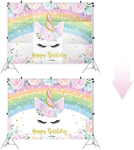 7x5 FT Fantasy Rainbow Flower Unicorn Photo Backdrop za djevojčice djecu dekoracija za Sretan rođendan potrošni