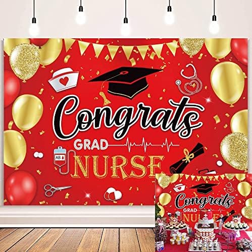 Čestitam Nurse Grad pozadina crveno zlato Balloon medicinska sestra ceremonija diplomiranja pozadina Čestitamo