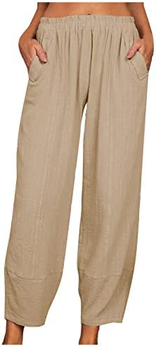 FIRERO Ženske ljetne hlače Ležerne prilike pune boje elastične struine ubode pamuk od pamuka ravno široka