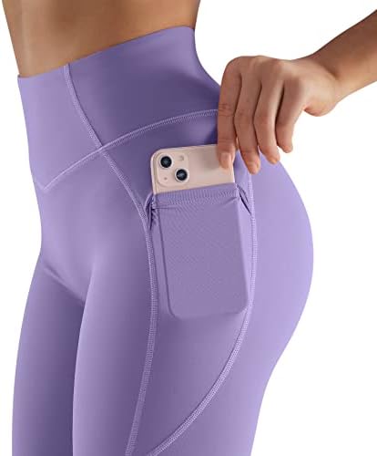OMKAGI Nema prednjih šavova visoke struk za žene sa džepovima Tummy Control Gym Yoga hlače